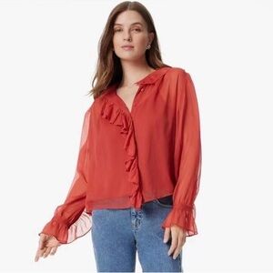 Sam Edelman jasleen ruffled long sleeve button down top